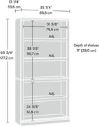 Sauder 5 Tier Book Shelf Wooden Bookcase Multipurpose Bookshelf - Image 3