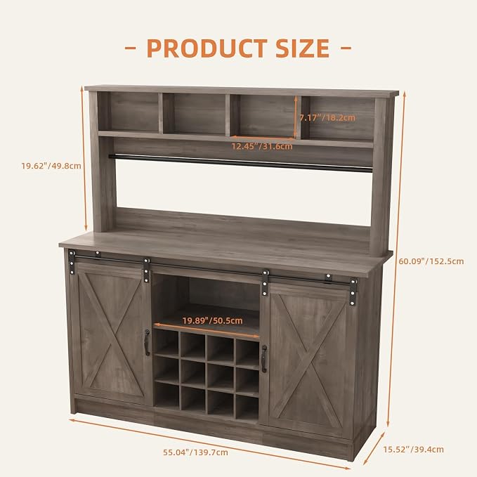 4ever2buy Farmhouse Coffee Bar Cabinet - Image 2