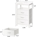 Huuger Nightstand with Charging Station, 27.6 Inch Side Table with Drawers - Image 7