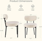 DUMOS Dining Chairs Set of 2, Mid Century Modern Chair Round Upholstered Curved - Image 2