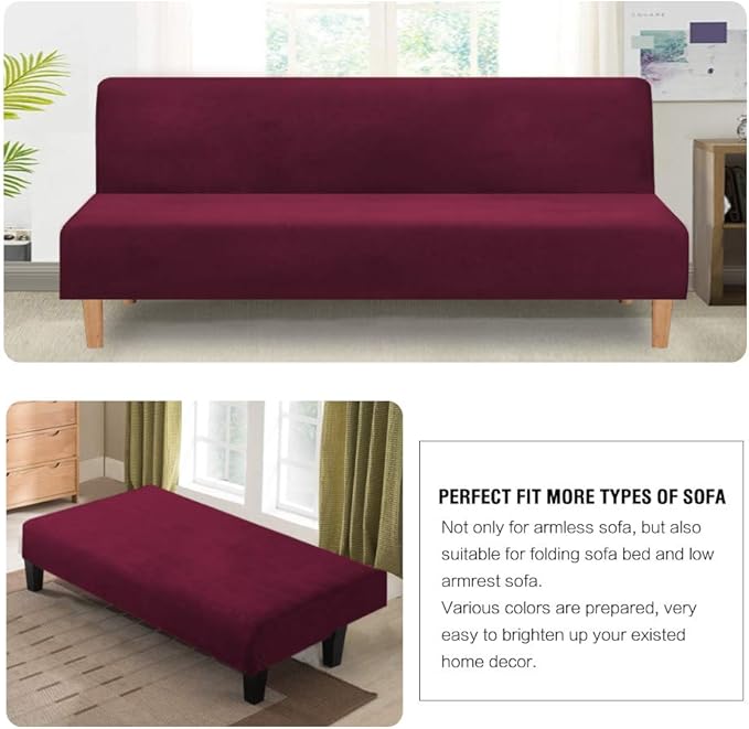 H.VERSAILTEX Real Velvet Futon Cover Armless Sofa Covers Sofa Bed Covers - Image 5
