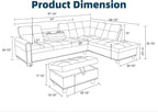 97.5" Yellow Couch L Shaped Couch Set, Modular Sectional Couches - Image 2