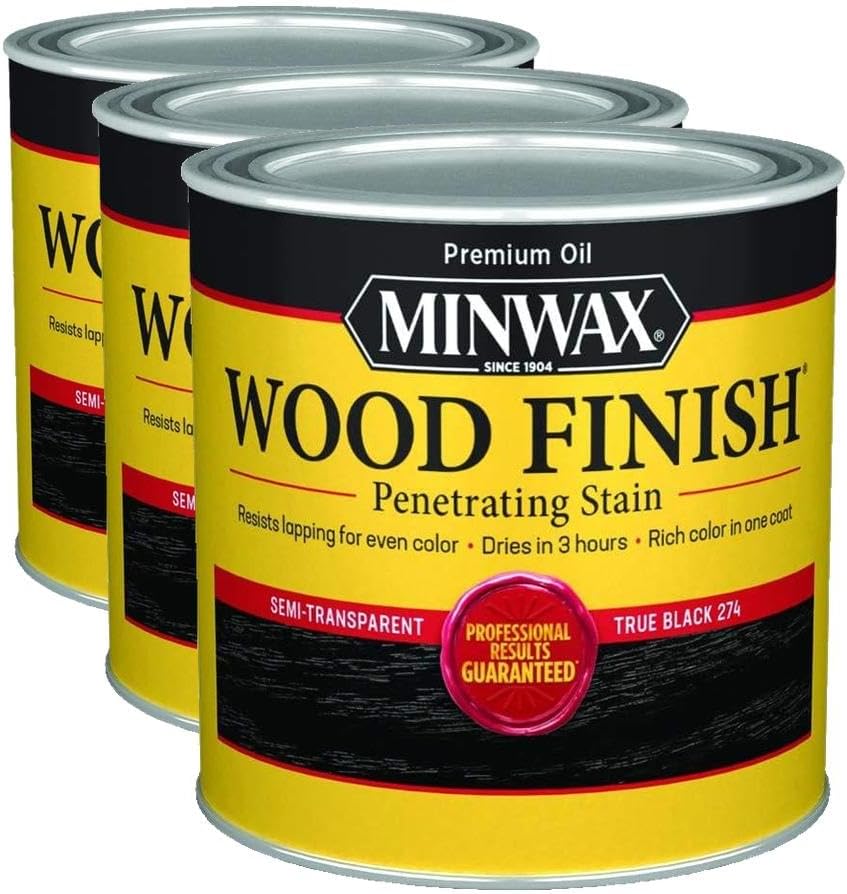 Minwax Wood Finish 227644444, 1/2 Pint, True Black (Pack of 3) by Minwax