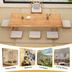 140cm Japanese Floor Table -Vintage Solid Wooden Tatami Table, Low Rectangular - Image 7