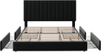 Allewie King Size Storage Bed Frame, Vertical Channel Tufted Adjustable - Image 8