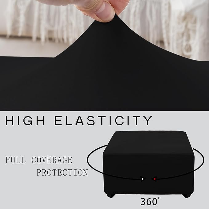 Super Stretch 40x40x15 inch Square Ottoman Cover- Soft Form Fit Ottoman Cover - Image 5