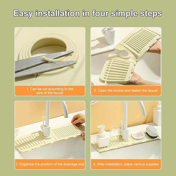 Faucet Mat for Kitchen Sink, 2024 Upgrade Faucet Guard Draining Mat Silicone - Image 4