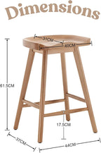 LukeAlon Set of 2 Ergonomic Bar Stools 24.25" Wooden Counter Height Stools - Image 2