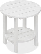 SERWALL Round Outdoor Side Table, HDPE Small Adirondack End Table, 2-Tier Patio by SERWALL