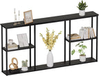WOHOMO Black Console Table, 3-Tier Small Entryway Table, Long Sofa Table by WOHOMO