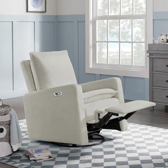 Oxford Baby Uptown Power Recliner/Glider, Boucle White - Image 5