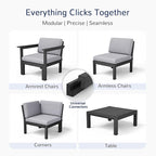 Stoog 6-Piece Patio Sectional Sofa Set, Modular Outdoor Furniture Set - Image 3