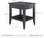 Leick Home Laurent End Table, Solid Wood, 1 Drawer, Bottom Display Shelf - Image 3