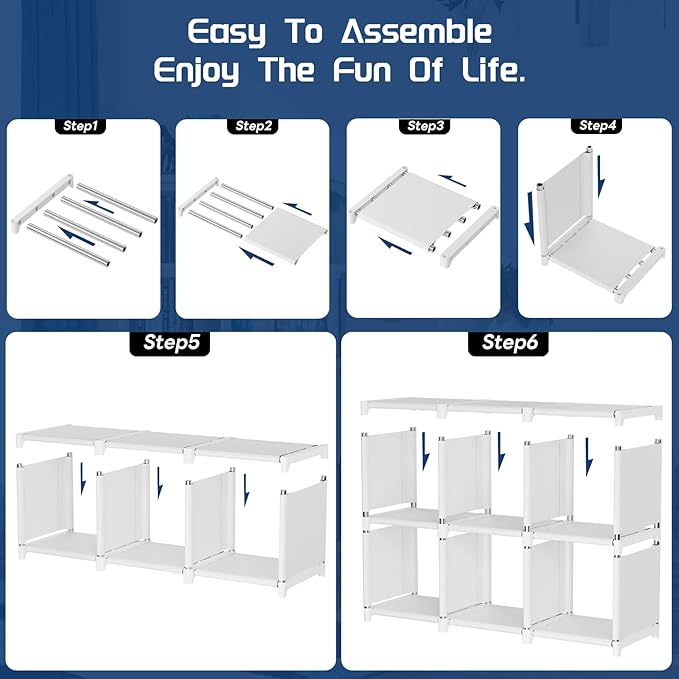 Mavivegue Book Shelf, 18 Cube Storage Organizer, DIY Bookcase, Metal Cube - Image 6