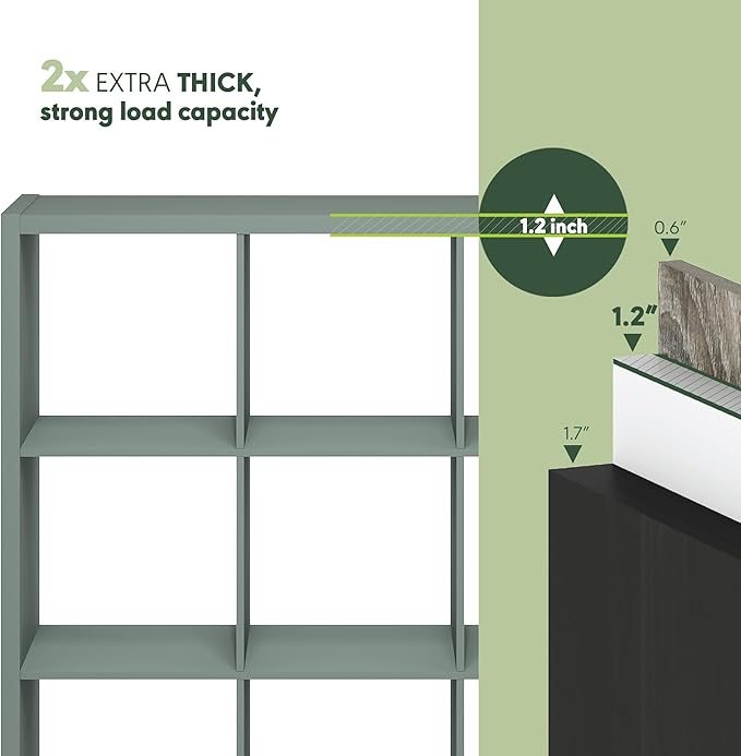 Furinno Cubicle Book Shelf, 9-Cube Bookshelf, Extra Thick Frame Reversible - Image 5