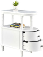 Narrow End Side Table with 2 Storage Drawers Set of 2, Retro Vintage Slim Sofa - Image 3
