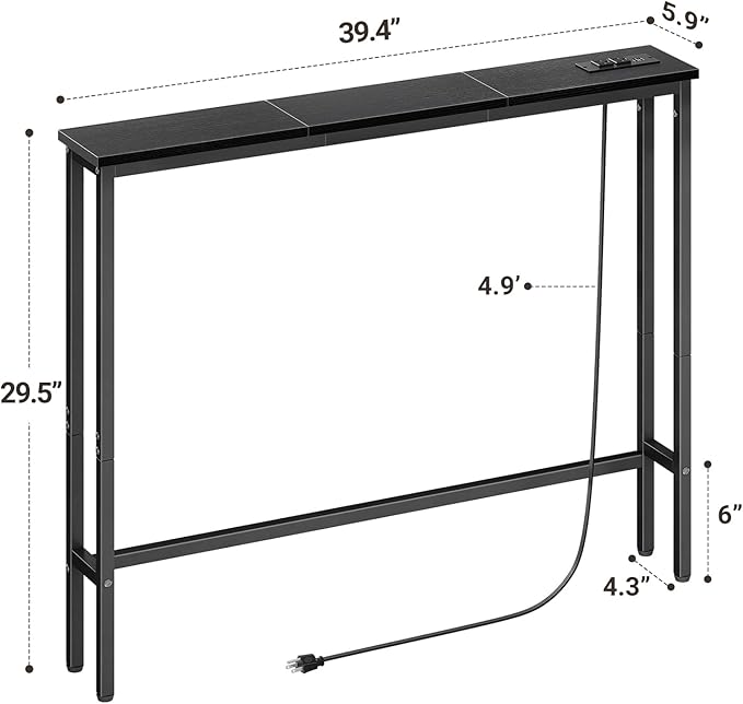 ELYKEN 5.9" Narrow Console Sofa Table - Image 3