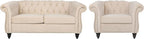 RARZOE Chesterfield Loveseat Sofa Set, 1+2 Seater - Image 4