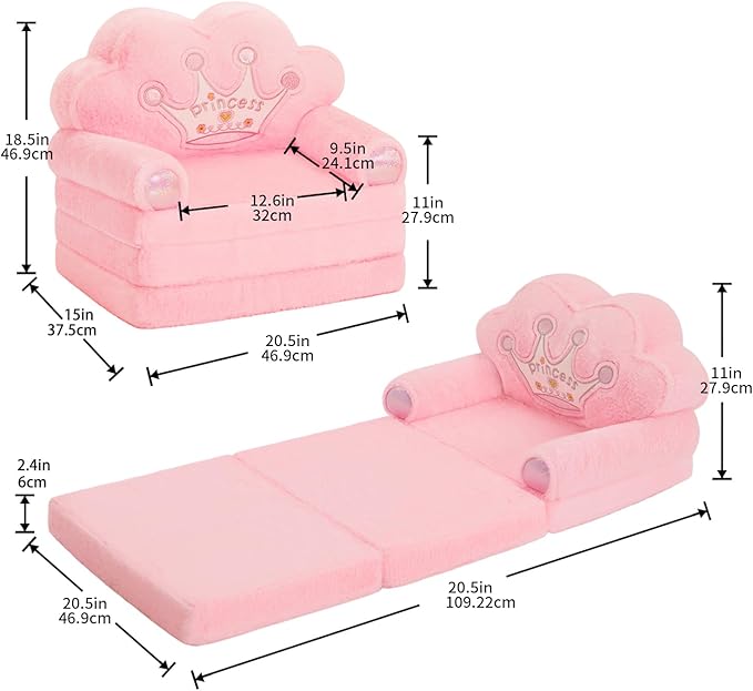 MOONBEEKI Toddler Chair Comfy，Foldable Princess Couch - Image 3