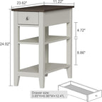 ChooChoo Side Table Living Room Set of 2, Narrow End Table - Image 3