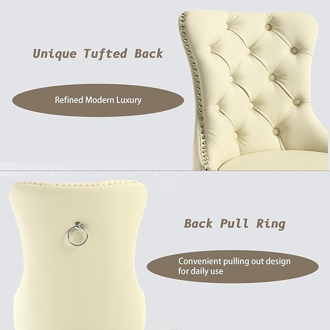 KCC Faux Leather Dining Chairs Set of 4, Upholstered High-end Tufted Dining - Image 5
