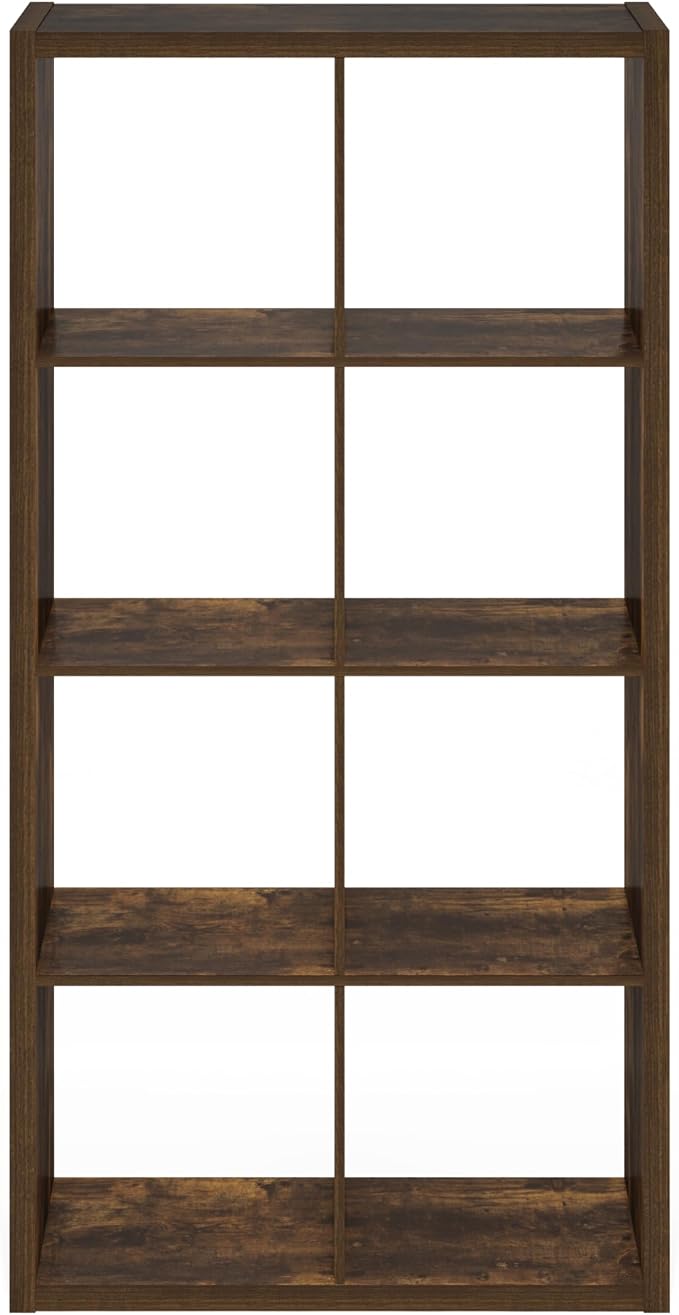 Furinno Cubicle Book Shelf, 8-Cube Bookshelf, Extra Thick Frame Horizontally & - Image 11