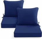 Summsun Outdoor Chair Cushions Set of 2, Waterproof Backrest and Deep Seat by SUMMSUN