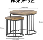 Garden 4 you Nesting Coffee Table, 23.6" Round Coffee Table Set of 2, Wooden - Image 2