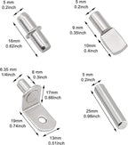 104Pcs Shelf Pins Kit, 4 Styles Nickel Plated Shelf Support Pegs, Bookshelf Pegs - Image 2