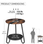 2 Tier Coffee Table in Living Room, Industrial Style Round Coffee Table - Image 3
