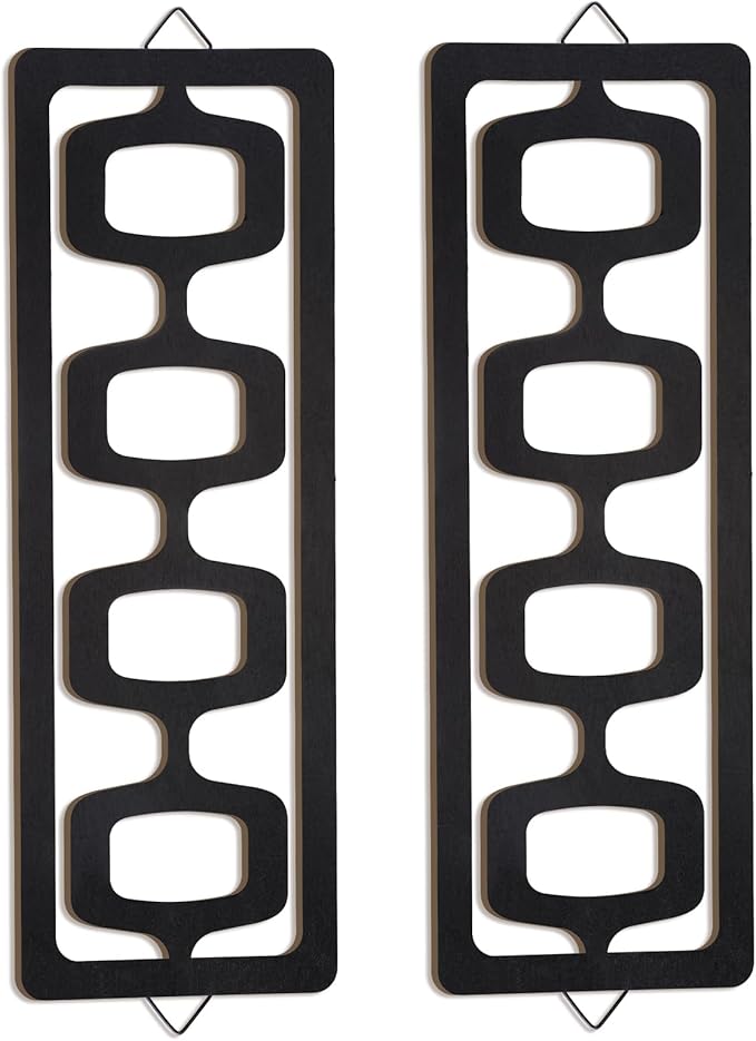 CroBlissful 2 Pcs Mid Century Modern Wall Art Wood Mid Century Elegance Decor by CroBlissful
