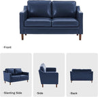 Kingfun 56" Faux Leather Sofa, Loveseat Couch, Mid Century Modern Love Seat - Image 7