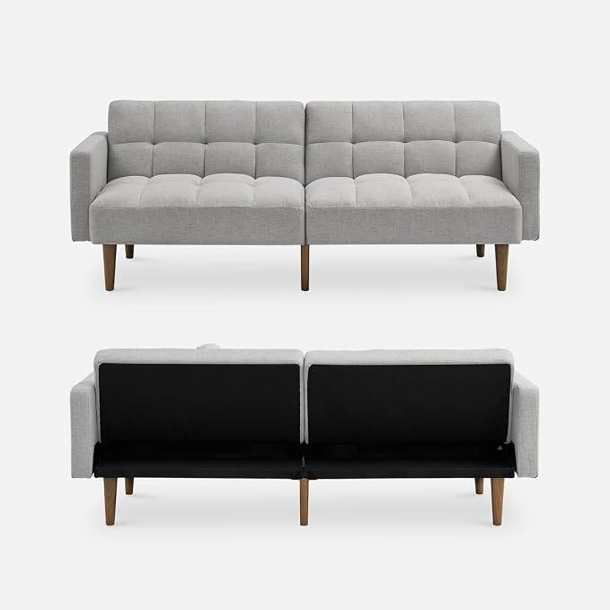 mopio Aaron 76.8" Couch, Small Futon Sofa Bed, Mid Century Modern Futon Couch - Image 9