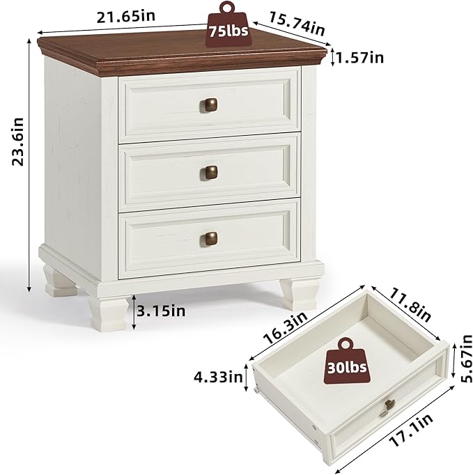 SAVOR LIFE Farmhouse Nightstand - Image 2