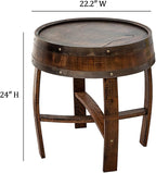 Farmhouse Whiskey Barrel End Table, Round Wood Barrel Side Table, Rusitc Wine - Image 3