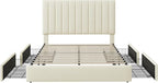 Allewie Queen Size Storage Bed Frame, Vertical Channel Tufted Adjustable - Image 8