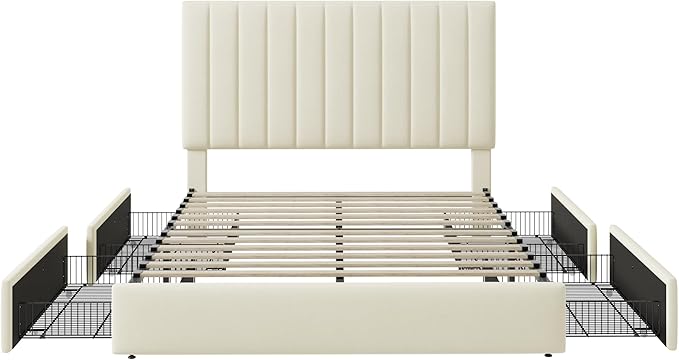 Allewie Full Size Storage Bed Frame, Vertical Channel Tufted Adjustable - Image 8