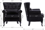 Set of 2 Mid-Century Modern Accent Chair, Velvet Armchair w/Tufted Back/Wood - Image 3