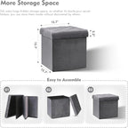 B FSOBEIIALEO Storage Ottoman Cube, Velvet Tufted Folding Ottomans - Image 3