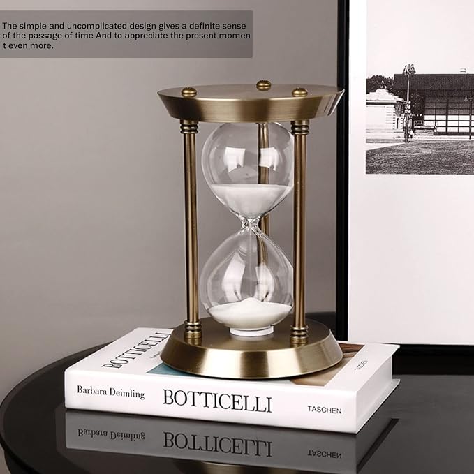 Embossed White Sand Metal Glass Hourglass - Image 2