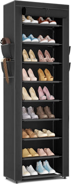 LANTEFUL Narrow Shoe Rack with Cover 10 Tier Tall Shoe Rack Organizer Large by LANTEFULforTidyingHouse