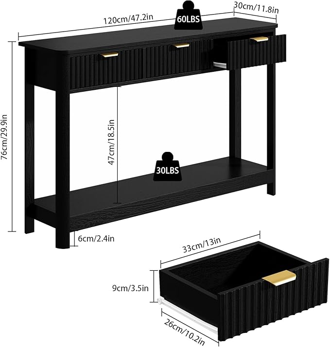 RUSTOWN Fluted Wood Console Table - Image 3