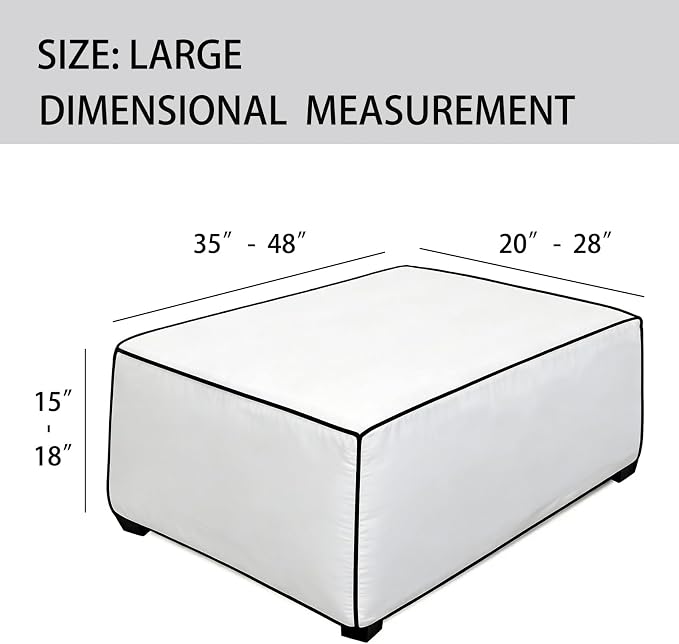 Super Stretch Ottoman Cover- Soft Form Fit Ottoman Cover Rectangular Ottoman - Image 3