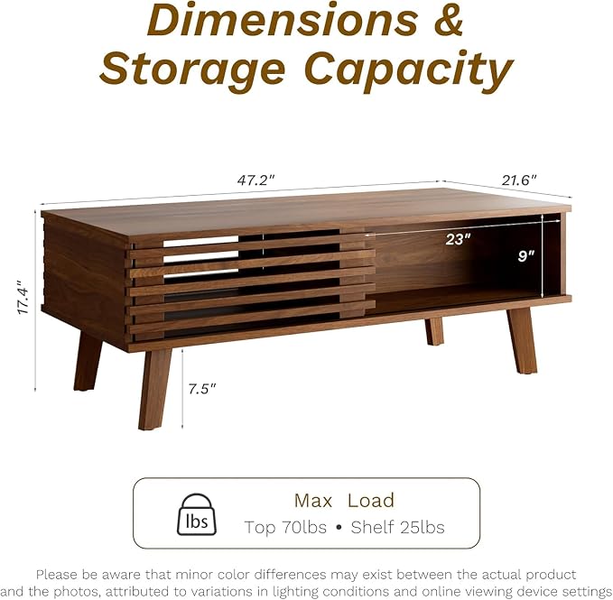 MAISONARIA Living Room Table Sets of 2, Mid Century Coffee Table & Dresser TV - Image 5