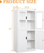 Metal Storage Cabinet with Doors and Shelves, 2 Adjustable Shelves, 4 Doors - Image 3