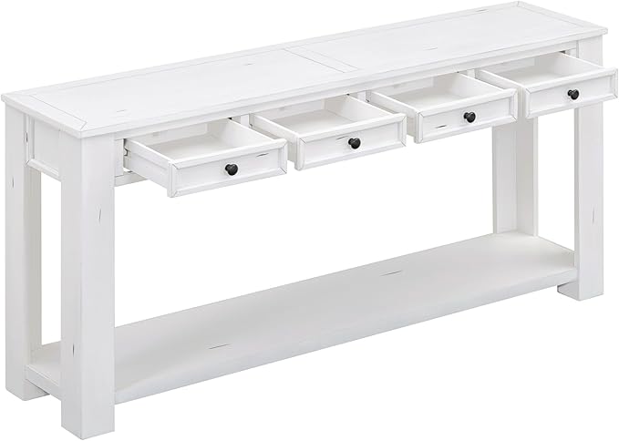 LKTART White Console Table, Solid Wood Sofa Table - Image 4