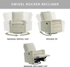 Oxford Baby Uptown Upholstered Glider Recliner Rocking Chair 360° Swivel - Image 4