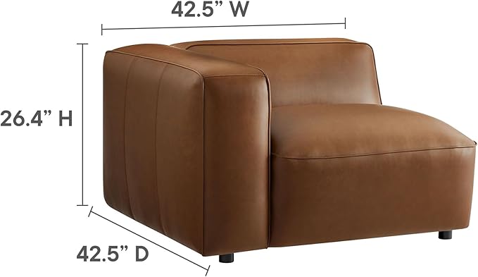 Modway Auren Vegan Leather Left Modular Armchair in Coffee - Image 3