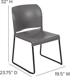 Flash Furniture HERCULES Series 880 lb. Capacity Gray Full Back Contoured Stack - Image 3
