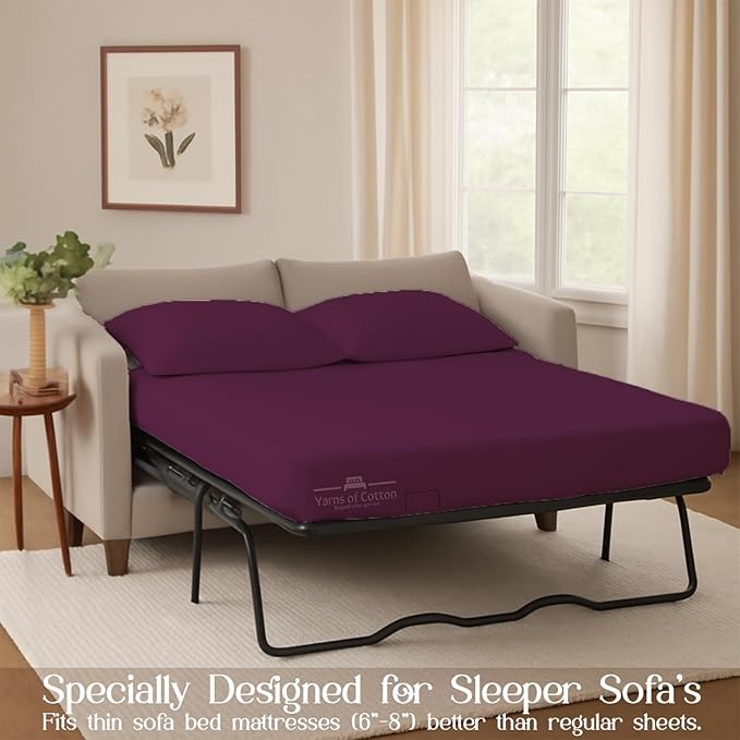 Sleeper Sofa Bed Sheet, 100% Cotton 400 Thread Count, 4 Piece Set, Deep Pocket - Image 3